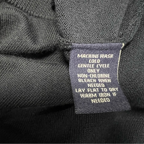 Chaps navy button up ruffle front top - Picture 8 of 8